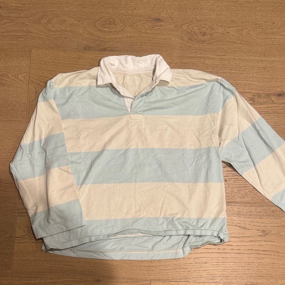 Blue & White Striped Rugby Shirt
